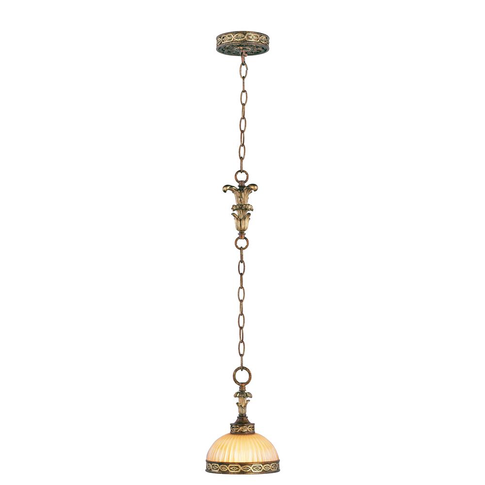 Livex Lighting 8520-64 Seville Mini Pendant in Palacial Bronze with Gilded Accents 